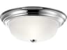 2-Light Chrome Glass Bowl Round Flush Mount