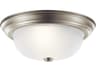 2-Light Brushed Nickel Glass Drum Round Flush Mount