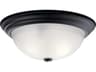 3-Light Black Glass Bowl Round Flush Mount