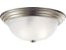3-Light Brushed Nickel Glass Bowl Round Flush Mount