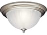 2-Light Brushed Nickel Glass Bowl Round Flush Mount