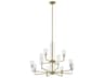 Kimrose 12-Light Brushed Natural Brass Glass Candelabra Cylinder Chandelier