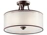 Lacey 3-Light Mission Bronze Glass Cylinder Drum Semi Flush Mount