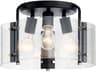 Thoreau 3-Light Black Glass Drum Semi Flush Mount