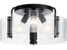 Thoreau 3-Light Black Glass Drum Semi Flush Mount
