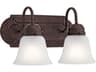 2-Light Tannery Bronze Glass Vanity Light
