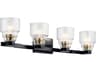 Vionnet 4-Light Black Glass Vanity Light