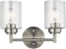 Winslow 2-Light Brushed Nickel Glass Vanity Light