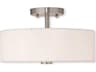 Brighton 2-Light Brushed Nickel Drum Round Semi Flush Mount
