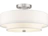 Claremont 3-Light Brushed Nickel Cylinder Round Semi Flush Mount