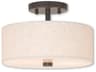 Meridian 2-Light English Bronze Cylinder Drum Semi Flush Mount