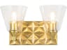 Alpha 2-Light Aged Brass Glass Vanity Light