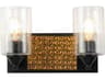 Arcadia 2-Light Matte Black Antiqued Gold Leaf Glass Vanity Light