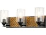 Arcadia 3-Light Matte Black Antiqued Gold Leaf Glass Vanity Light