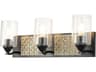 Arcadia 3-Light Matte Black Antiqued Silver Leaf Glass Vanity Light