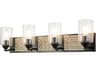 Arcadia 4-Light Matte Black Antiqued Silver Leaf Glass Vanity Light