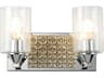 Arcadia 2-Light Polished Chrome Antiqued Silver Leaf Glass Vanity Light