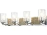 Arcadia 4-Light Polished Chrome Antiqued Silver Leaf Glass Vanity Light
