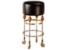 Armory Leather Black Chrome Gold Bar Stool