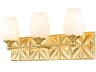 Epsilon 3-Light Aged Brass Glass Vanity Light