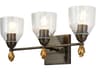 Felice 3-Light Dark Bronze Glass Vanity Light