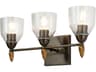 Felice 3-Light Dark Bronze Glass Vanity Light