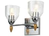 Felice 2-Light Polished Chrome Gold Glass Vanity Light