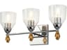 Felice 3-Light Polished Chrome Gold Glass Vanity Light