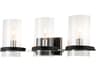 Mazant 3-Light Matte Black Polished Chrome Glass Vanity Light
