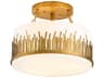 Sawgrass 3-Light Gold Glass Drum Round Semi Flush Mount