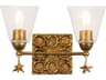 Star 2-Light Gold Leaf Glass Vanity Light