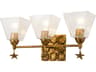 Star 3-Light Gold Leaf Glass Vanity Light