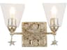 Star 2-Light Silver Leaf Glass Vanity Light