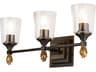Vetiver 3-Light Dark Bronze Glass Vanity Light
