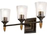 Vetiver 3-Light Dark Bronze Glass Vanity Light