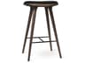 High Stool Dark Stained Oak Leather Bar Stool