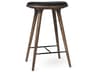 Space Leather Dark Stain Oak Counter Stool