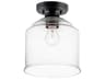 Acadia 1-Light Black Glass Bell Semi Flush Mount
