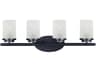 Corona 4-Light Black Glass Vanity Light
