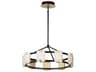 Radiant 9-Light Black Gold Leaf Glass LED Drum Chandelier