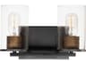 Sleek 2-Light Antique Brass Black Glass Vanity Light