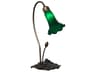 Pond Lily Glass Mahogany Bronze Table Lamp with Emerald Green Shade