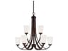 Overland Park 9-Light Vintage Bronze Glass Bell Tiered Chandelier