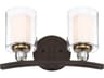 Studio 5 2-Light Painted Bronze Natural Brushed Brass Glass Vanity Light