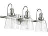 Clear 3-Light Satin Nickel Glass Vanity Light