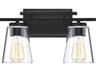 Calhoun 2-Light Black Glass Vanity Light