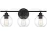 Carson 3-Light Matte Black Glass Vanity Light