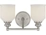 Melrose 2-Light Satin Nickel Pewter Glass Vanity Light
