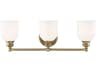 Melrose 3-Light Warm Brass White Glass Vanity Light