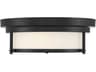 Meridian 2-Light Matte Black Glass Drum Geometric Flush Mount